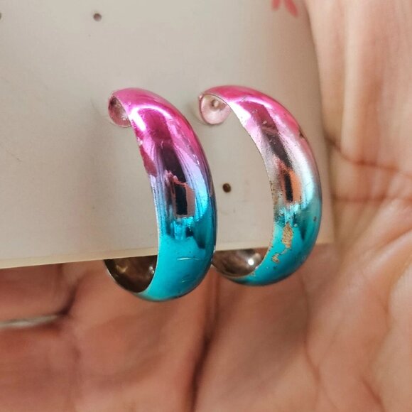 SO Women Earrings Gold/Blue Tone Hoop Fashion Jewelry New with defect - Picture 8 of 12